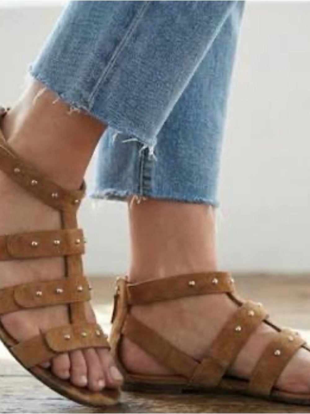 Gucci Brown Leather Studded Sigourney Gladiator Sandals Size 38